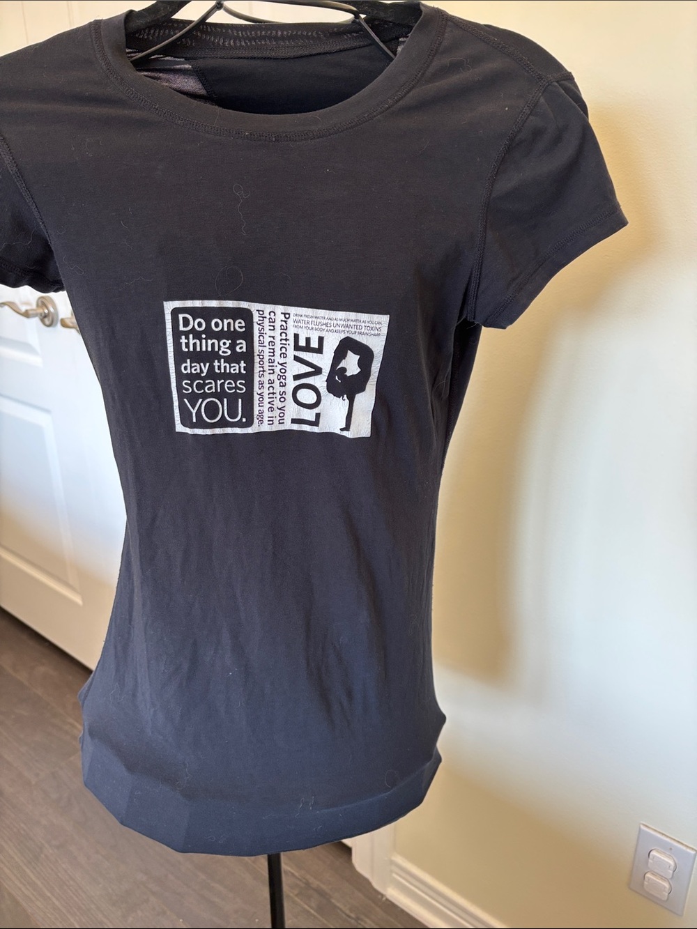Lululemon Athletica Black Graphic Tee with White Inspirational Print